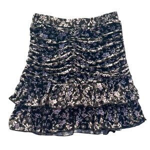 Girl's ART CLASS Black & Pink Dusty Floral Print Ruffle Skirt - Small (6/6X)